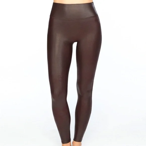 Spanx Faux Leather Leggings Burgundy - Picture 4 of 7